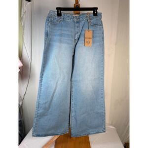 Blue Turtle Sammy High Rise Utility Wide Leg Jeans‎ Light Wash Size 7 RH2216